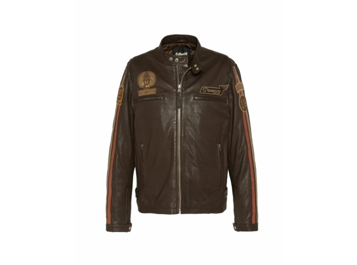 Blouson motard en cuir badgé LCMOTOBD SCHOTT