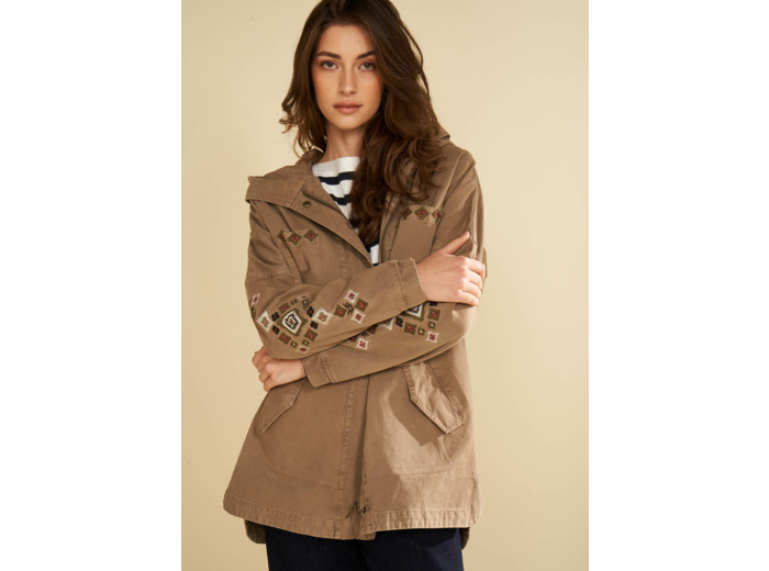 Parka brodée à capuche