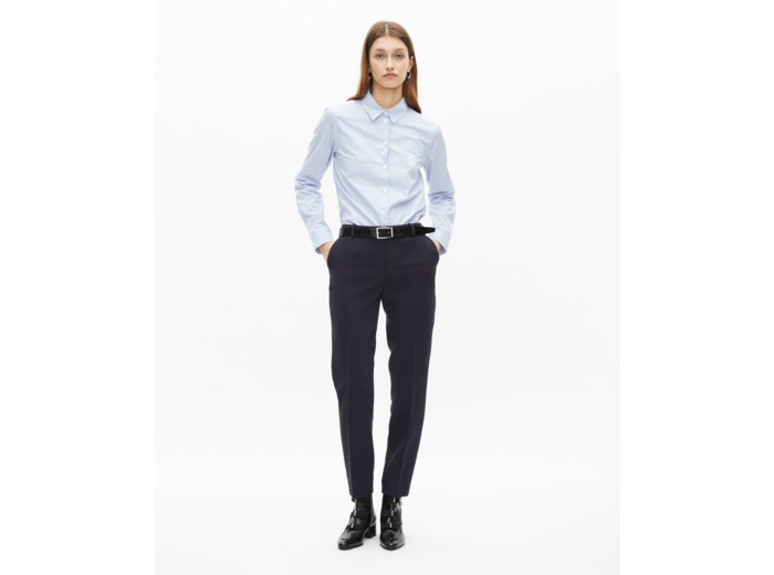 Pantalon tailleur en crêpe coupe ajustée bleu marine bleu