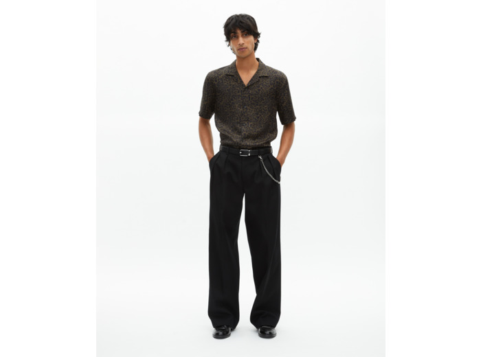 Chemise manches courtes imprimé léopard kaki black kaki