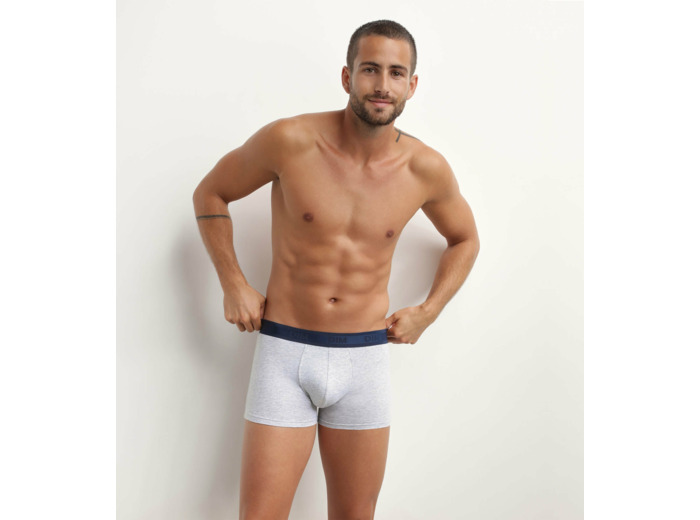Boxer homme en coton stretch à ceinture contrastée Gris Dim Fancy