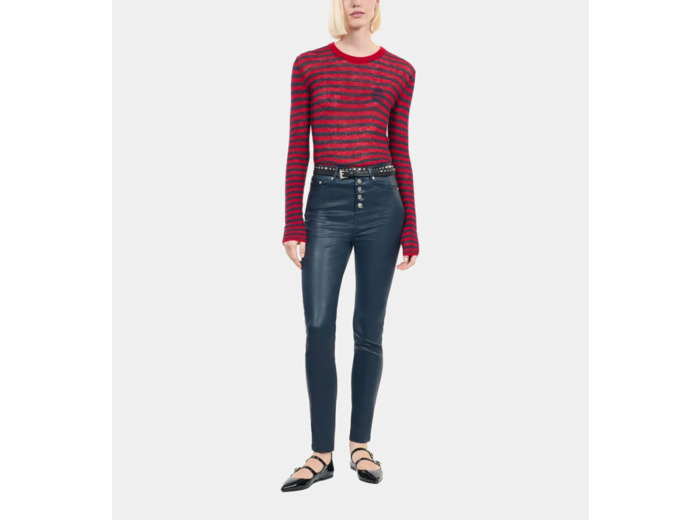 Jean Skinny Effet Cuir Bleu Marine bleu