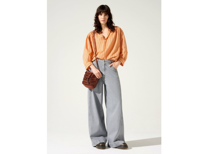 Blouse rayures abricot