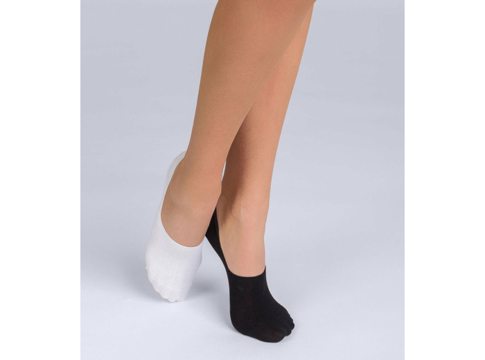 Lot de 2 protège-pieds coton noir et blanc Femme Basic Coton