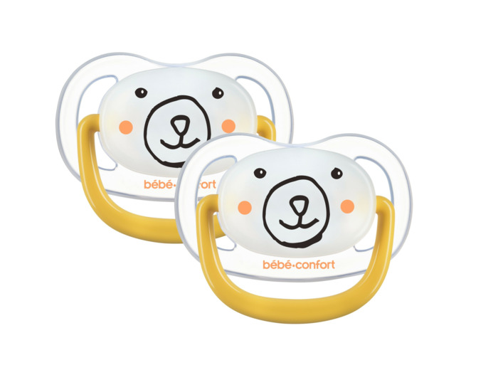 2 Tétines physio phosphorescentes jaune 0/6 m  Jaune