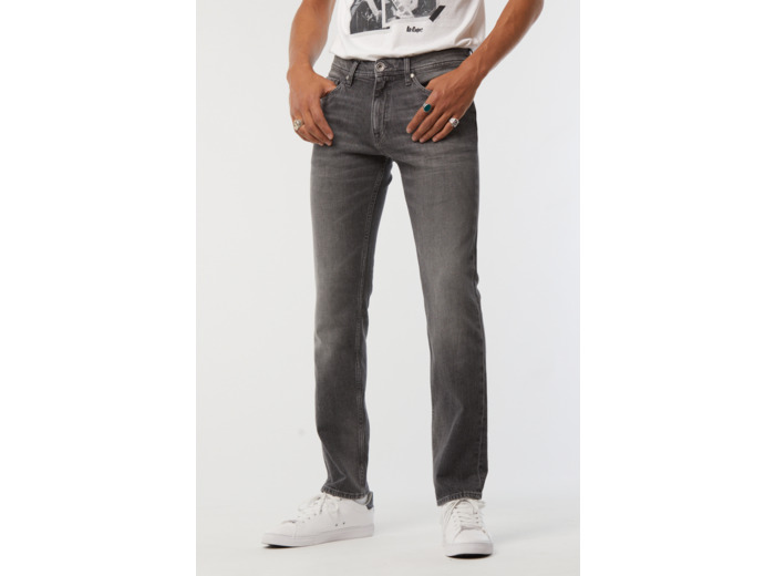 Pantalon straight fit, taille medium haute,jambe ajustée