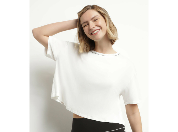 T-shirt de sport femme avec dos ouvert en viscose Écrue Dim Move