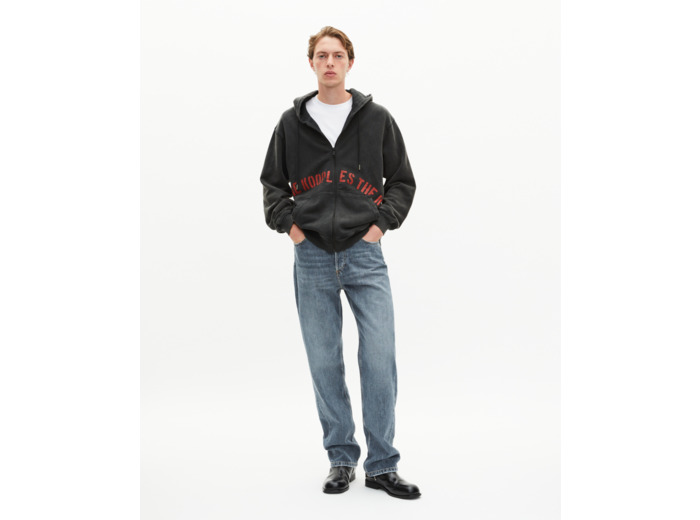 Sweatshirt zippé avec sérigraphie noir black washed