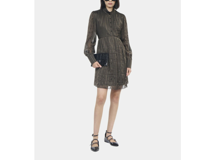 Robe Courte En Soie Kaki kaki