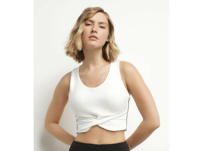 Débardeur de sport femme Écru en viscose avec brassière Dim Move