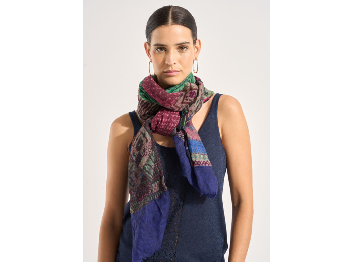 Foulard en laine avec motif montagne