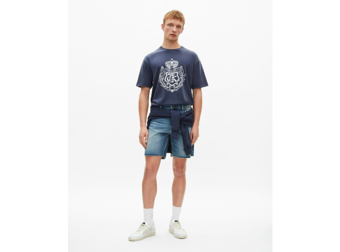 T-shirt manches courtes print blason dark navy