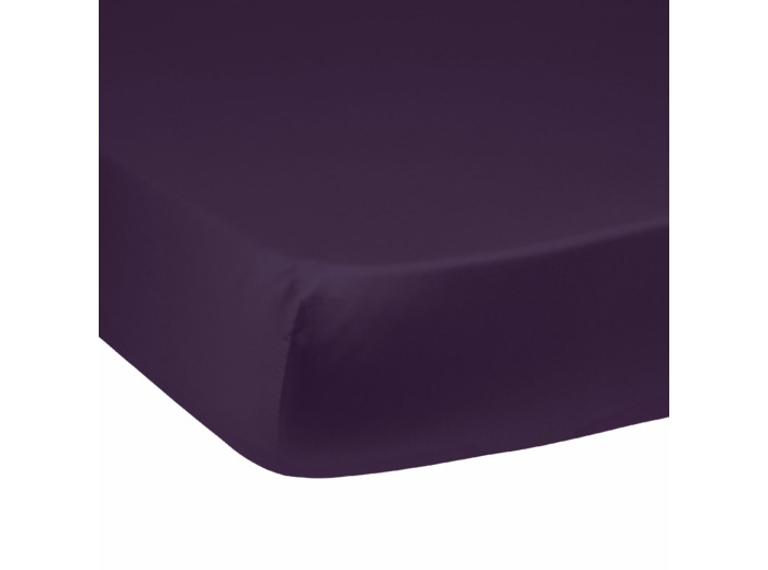 Drap housse Harmonie Satin de coton coloris Aubergine
