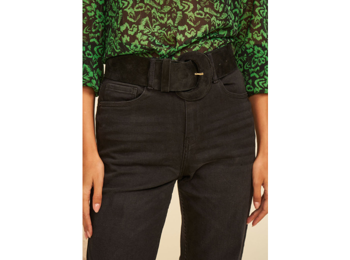 Ceinture large en croûte de cuir