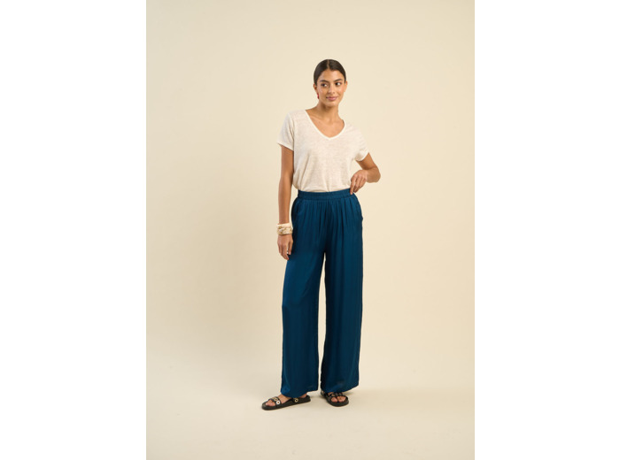 Pantalon large en satin