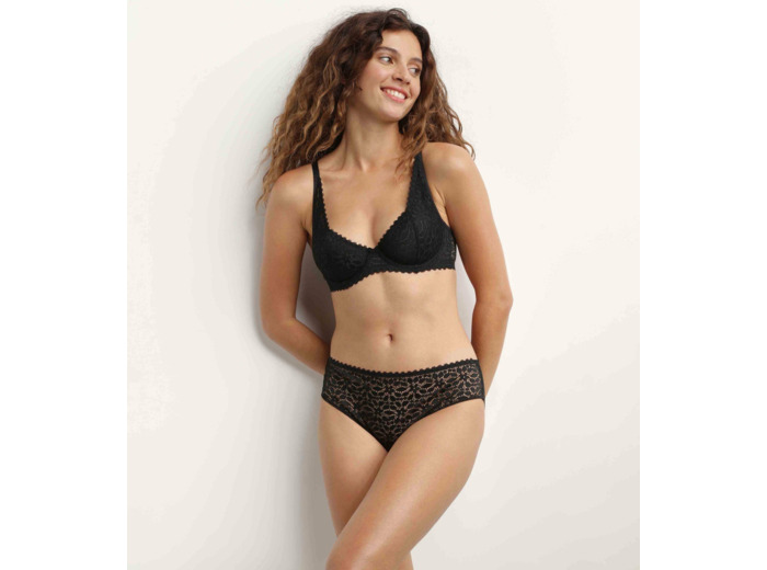 Soutien-gorge à armatures en dentelle florale Noir Daily Dentelle