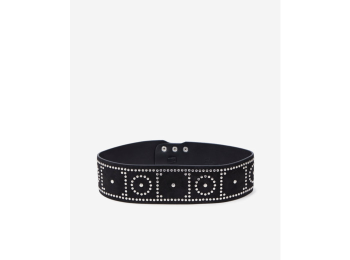 Ceinture Large En Cuir Noir Avec Clous black