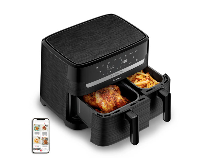 Easy Fry Dual 7 programmes Air Fryer, 8.3 L Deux tiroirs Noir