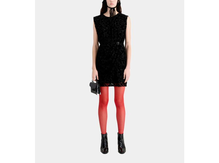 Robe courte noire en velours dévoré black