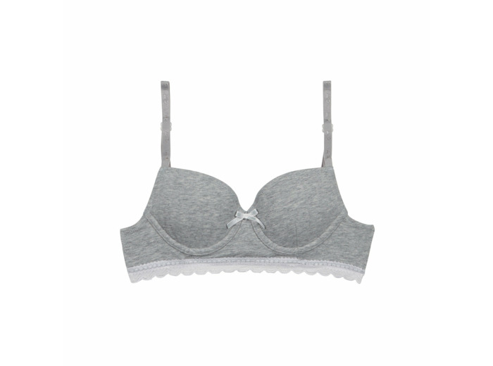 Soutien-gorge fille à coques moulées en coton stretch Gris Dim Trendy