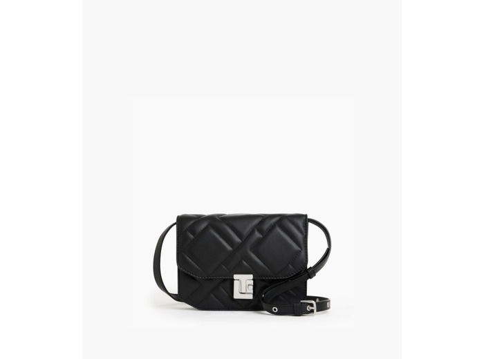 Petit sac bandoulière Rose en cuir lisse matelassé