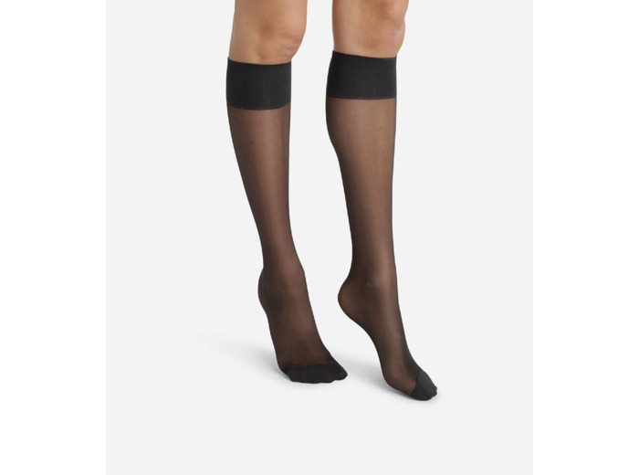 Lot de 2 paires de mi-bas en voile Lycra renforcé Noir Ultra Resist