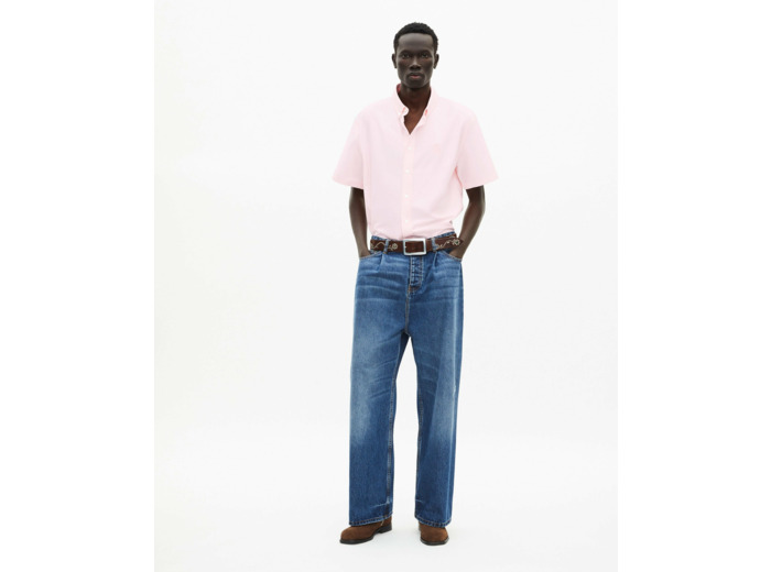 Chemise a manches courtes col classique pale pink