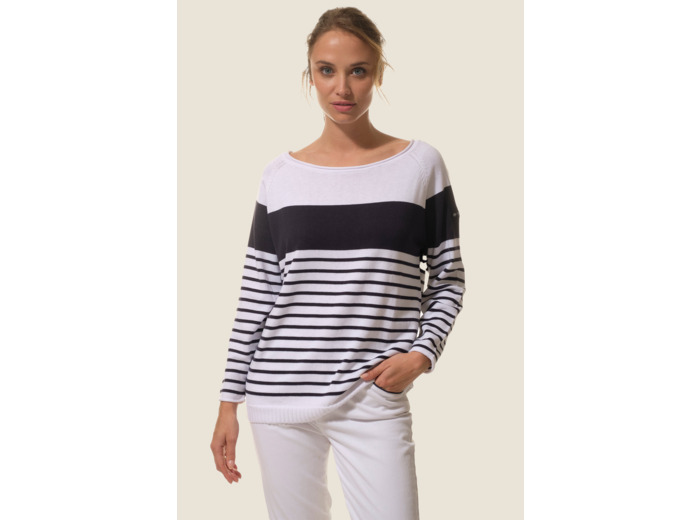 Pull femme col rond Orchidée