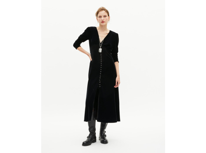 Robe longue en velours noire black