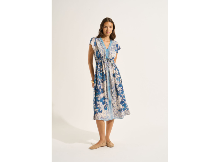 Robe longue imprimée avec lien à nouer