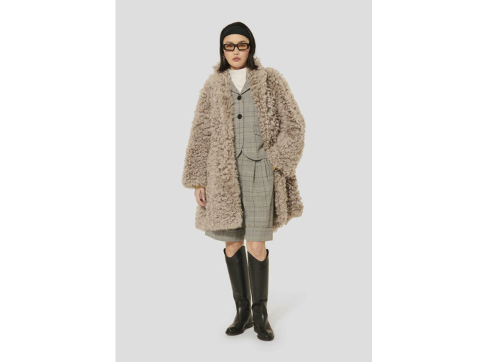 Manteau Macumba Craie en Peau De Mouton