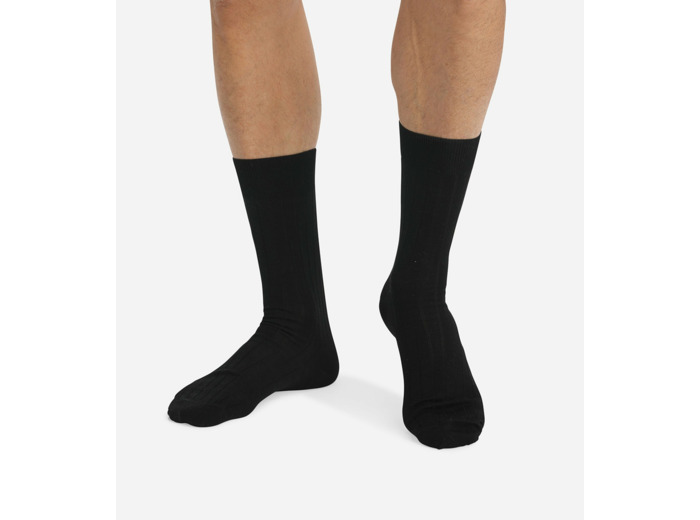 Lot de 2 chaussettes noires en fil d'Ecosse Homme