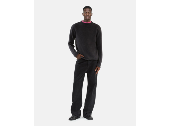 Pull manches longues bords roulants middle grey mel