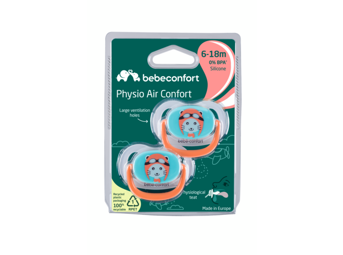 Lot 2 sucettes physio 6/18 mois bleu/orange Bleu