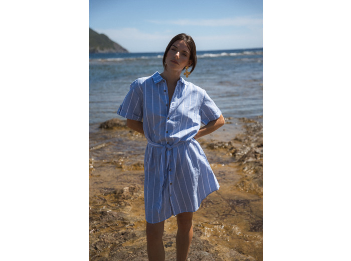 Robe chemise courte femme COTON/LIN Antona