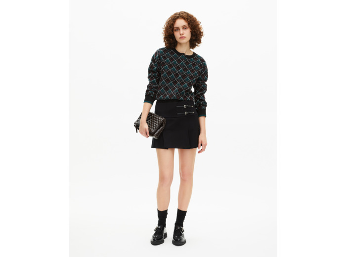 Jupe portefeuille avec boucles western courte noire black