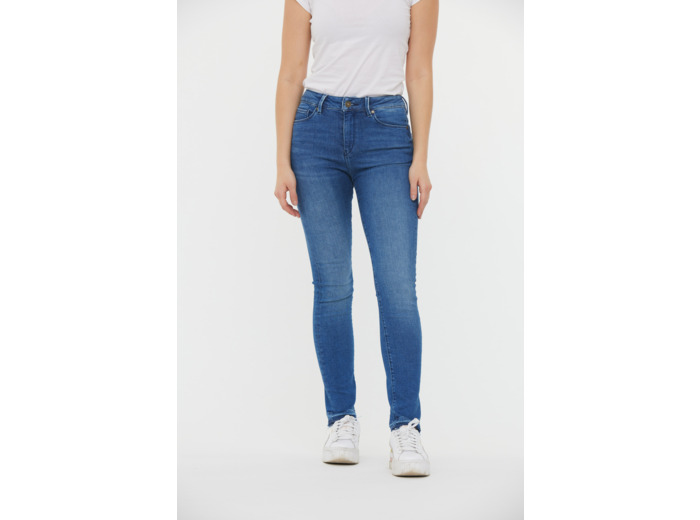 Denim slim fit cropped, jambes ajustées, taille medium haute