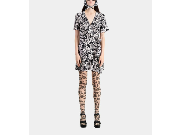 Robe Portefeuille Courte Imprimée black / pink