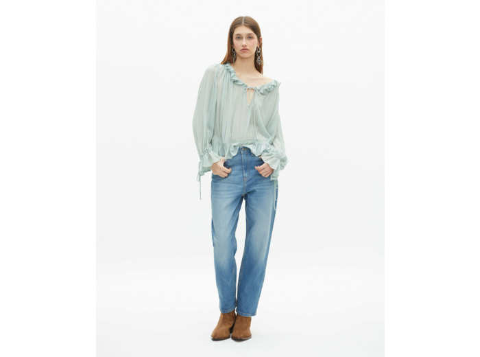 Top manche longue a noeud blue/green