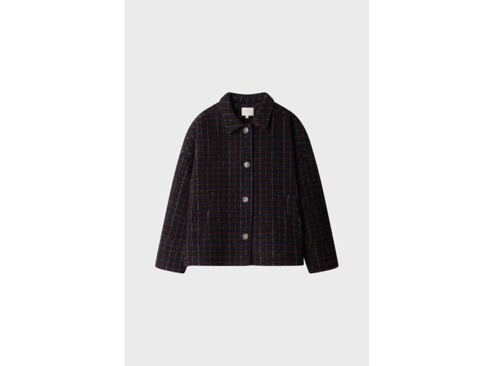 Veste courte en laine mélangée à petits carreaux - VALORIS