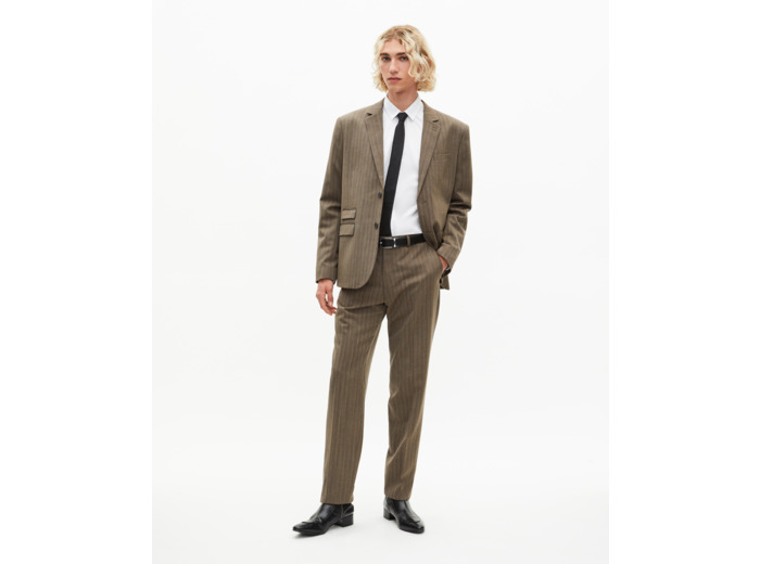 Pantalon de costume droit à rayures marron brown