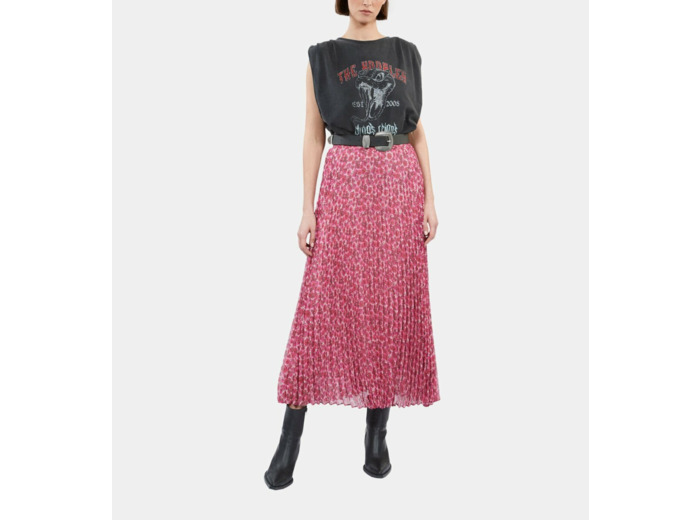 Jupe Longue Plissee Imprimee pink
