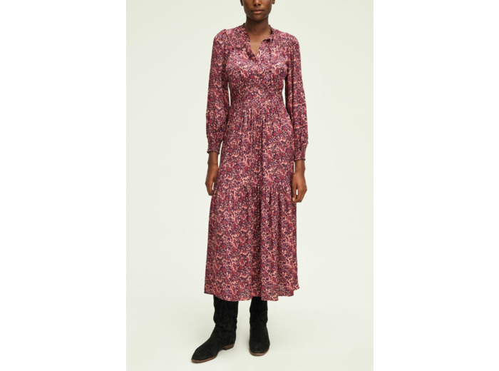 Robe longue cintrée à fleurs -SALIANE