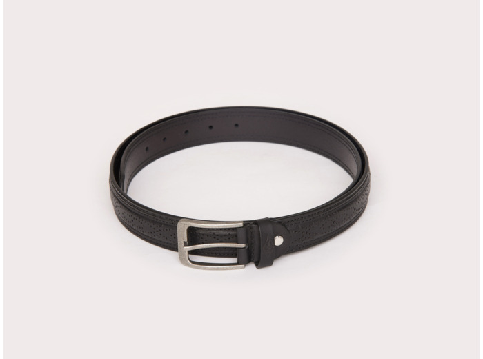 Ceinture en cuir détails en relief avec boucle métal