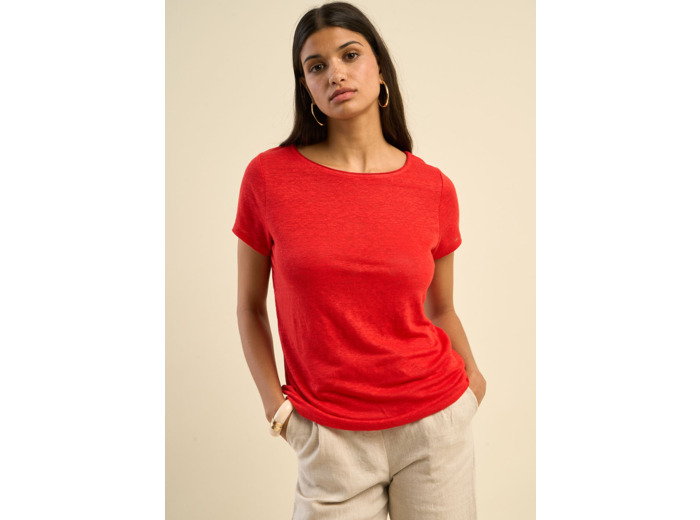 T-shirt en lin col bateau détail lurex
