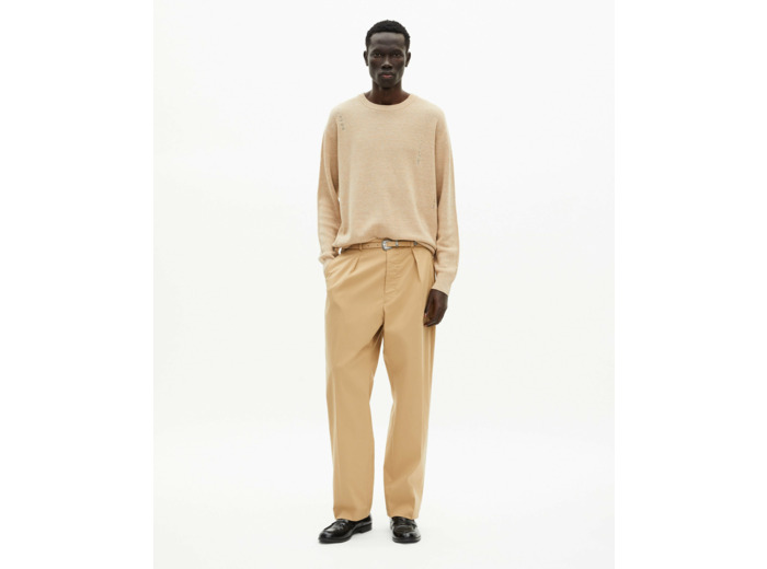 Pantalon a taille elastique beige