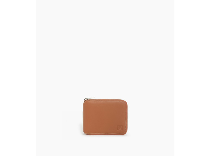 Porte monnaie zippé Maurice en cuir lisse