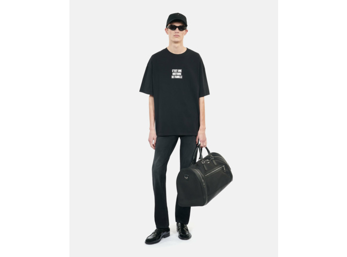 T-Shirt Noir Sérigraphie Histoire De Famille black washed