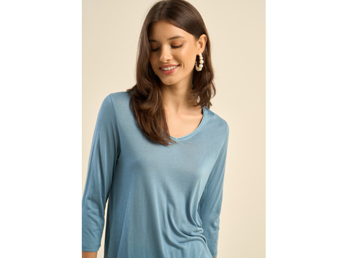 Tee-shirt col V et manches 3/4