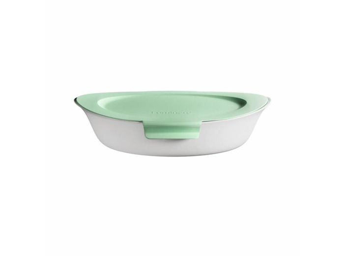 Plat de cuisson ov 32x20cm blanc + couvercle Smart Cuisine